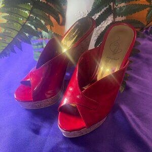 📌Baby Phat Hot Red 5.5" Cone Heel Sandals - Mule - Shoes  Cork & Platform 7B